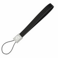 Black Leather Wide Lanyard Strap w/ Metal Detail